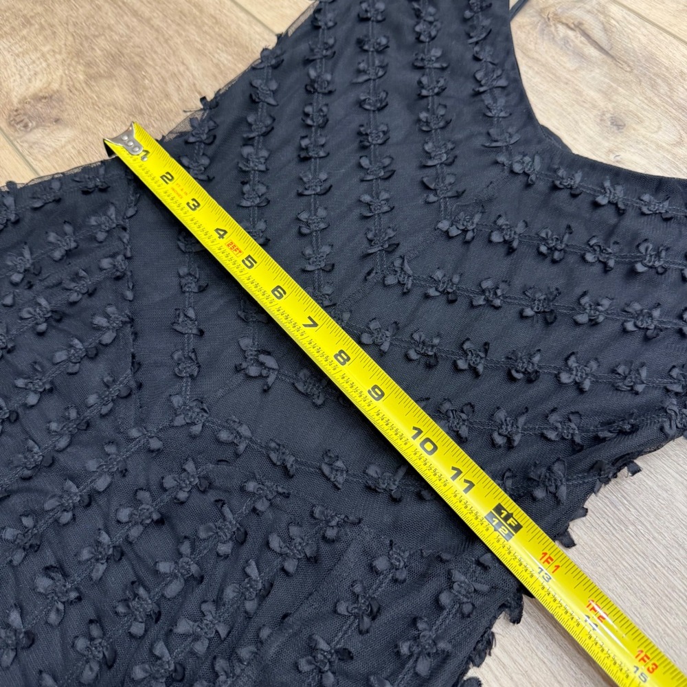 90s HTF Betsey Johnson Black Mesh Midi Dress Fit Flare Basque Whimsigoth Y2K 6 - Picture 15 of 16